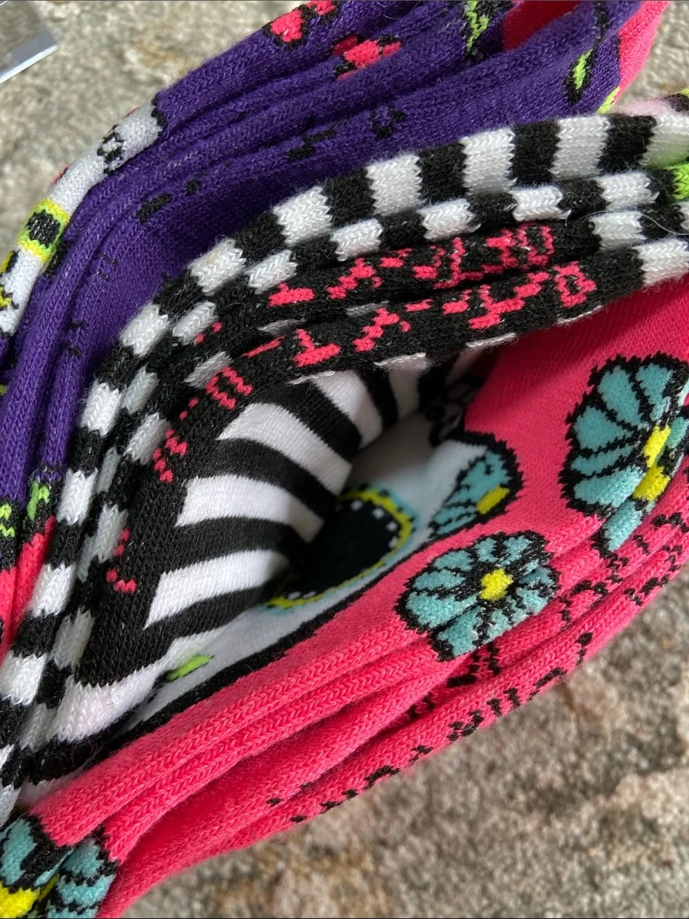 Betsey Johnson 3 Pairs Sugar Skull Crew Socks